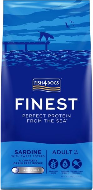 Fish4Dogs Granule velké pro dospělé psy Finest sardinka se sladkými bramborami, 1+ 6 kg