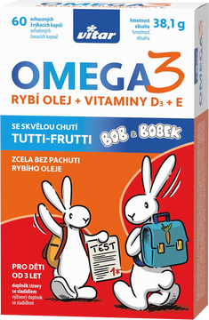 Vitar Kids Omega 3 + vitaminy D3 + E 60 kapslí