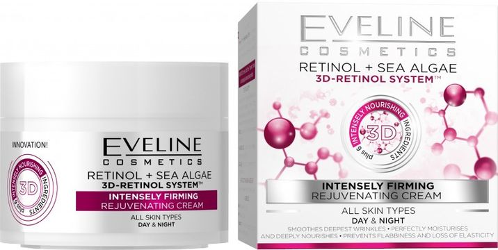 Eveline 3D Retinol & Mořské řasy - Intenz. zpevňující omlazující denní a noční krém 50 ml