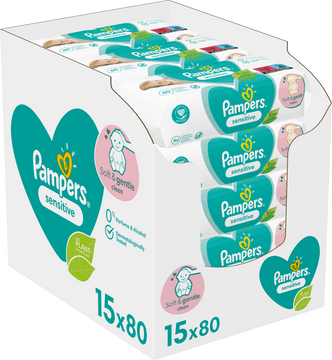 Pampers Sensitive XXL Vlhčené ubrousky 15 x 80 ks