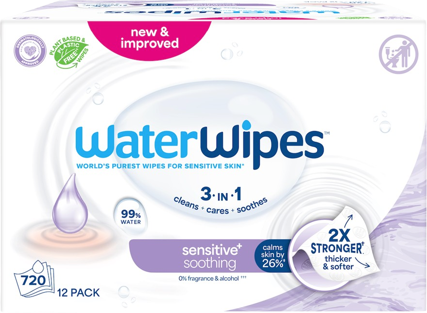 Waterwipes Ubrousky vlhčené Soothing clean bez obsahu plastů 12 x 60 ks