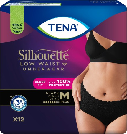 Tena Silhouette Plus Black M inkontinenční kalhotky 12 ks