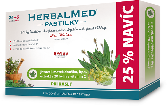 Dr.Weiss HerbalMed Jitrocel-mateřídouška-lípa 30 pastilek