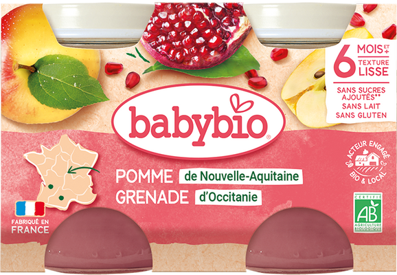Babybio jablko s granátovým jablíčkem 2 x 130 g