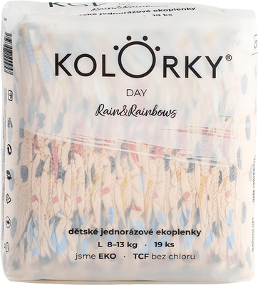 Kolorky DAY Déšť a duhy vel. L (8-13 kg) 19 ks