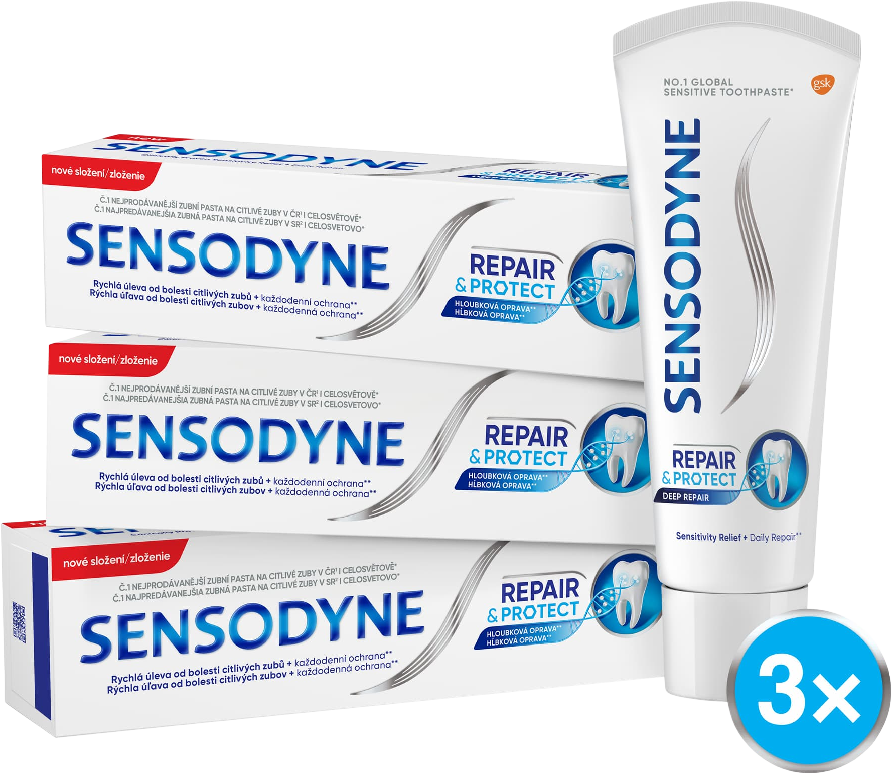 Sensodyne Zubní pasta Repair & Protect 3 x 75 ml