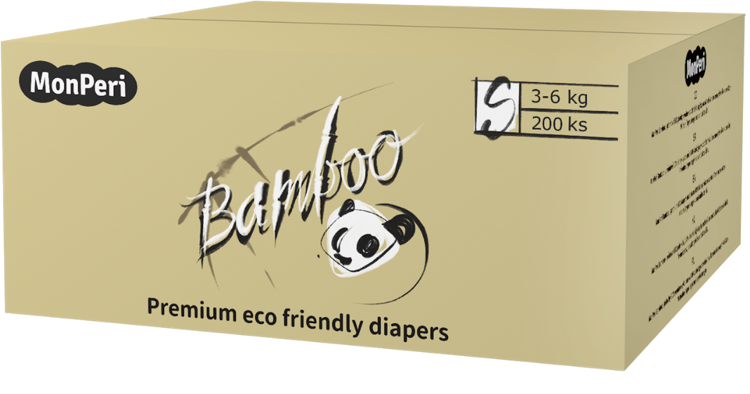 MonPeri Bamboo Mega pack S 3–6 kg Jednorázové bambusové EKO pleny 200 ks
