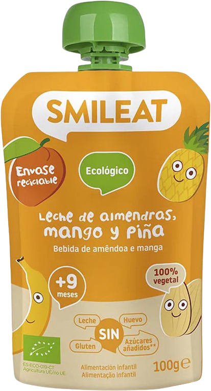 Smileat BIO kapsička mandlové mléko, jablko, ananas, mango a banán 9M+ 100 g