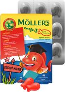 Möllers Omega 3 Želé rybičky malinová příchuť, žvýkací želé tablety 45 ks