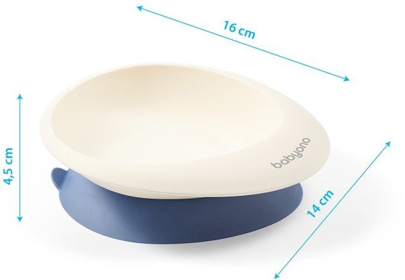 BabyOno Miska s přísavkou a lžičkou modrá 6m+ 230 ml
