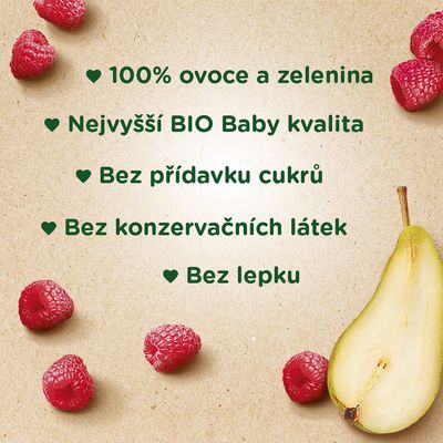 Sunar BIO ovocná kapsička hruška, malina 4m+ 100 g