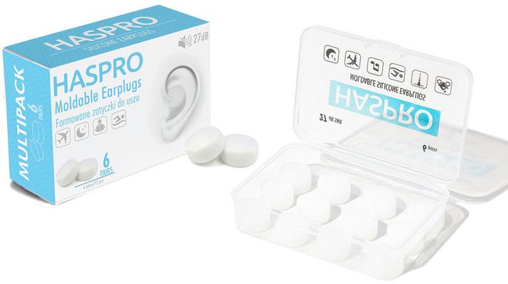 Haspro Mold6 silikonové špunty do uší, bílé 6 párů 12 ks