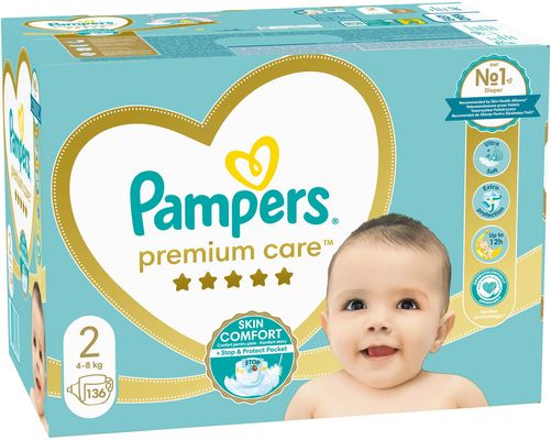 Pampers Premium Care plenky vel. 2, 4-8 kg, 136 ks