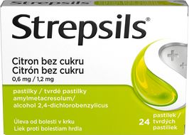Strepsils citron bez cukru 0.6mg/1.2mg 24 pastilek