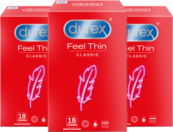 Durex Kondomy Feel Thin Classic pack (2+1) 54 ks