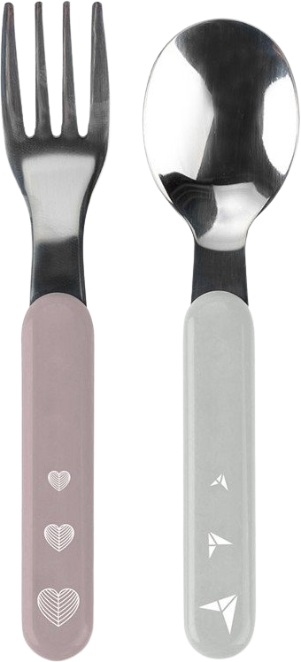 BabyOno Lžička a vidlička nerez pastelová 12m+
