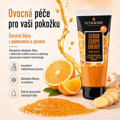 Erboristica Vitamine Energy tělový peeling pomeranč a zázvor 200 ml