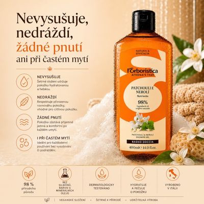 Erboristica Přírodní sprchový gel Patchouli & Neroli - vitalita a sametová hebkost 400 ml
