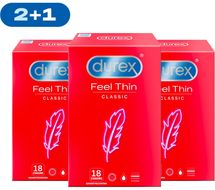 Durex Kondomy Feel Thin Extra Lubricated pack (2+1) 54 ks