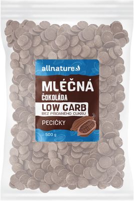 Allnature Low carb Čokoláda mléčná pecičky 500 g