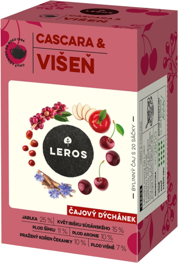 Leros Čajový dýchánek, cascara & višeň 20 x 2 g