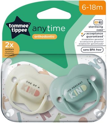 Tommee Tippee CTN Dudlík silikon AnyTime, 6-18m více barevných variant 2 ks