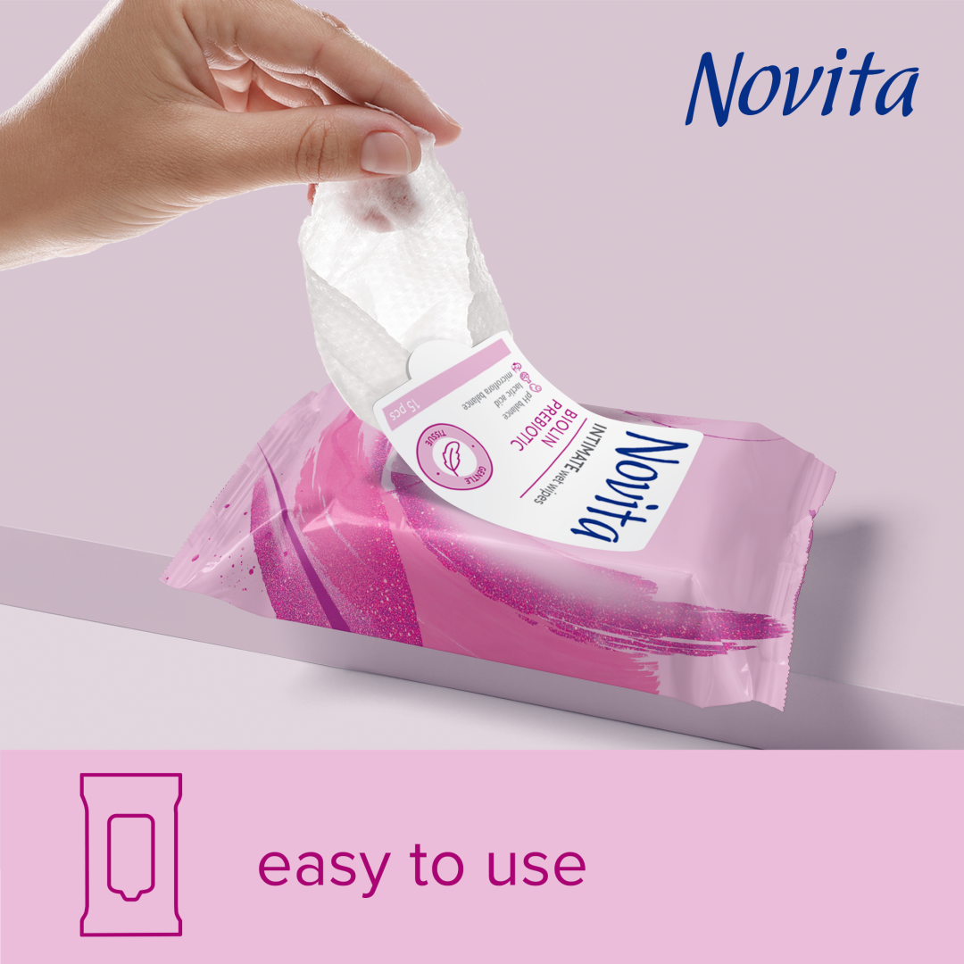 Novita Biolin Prebiotic Vlhčené ubrousky na intimní hygienu