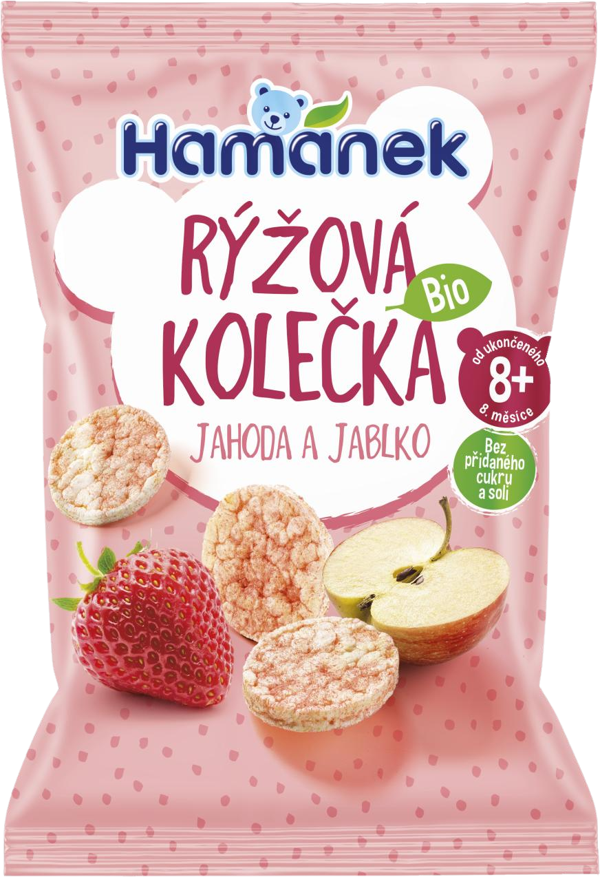 Hamánek BIO Rýžová kolečka Jahoda&Jablko 35 g