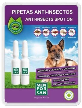 Menforsan Antiparazitní pipety proti blechám a klíšťatům pro psy 2 x 1.5 ml