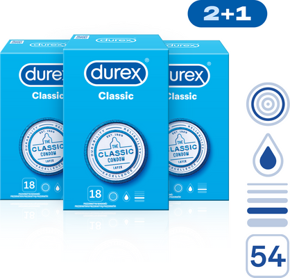 Durex Kondomy Classic pack (2+1) 54 ks
