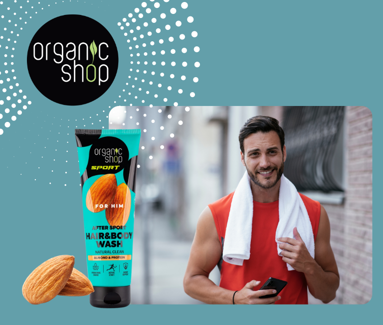 Organic Shop SPORT Pánský sprchový gel na vlasy a tělo Mandle a protein