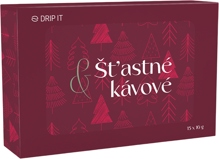 Drip it Káva ve filtru Kolekce 5 druhů kávy v dárkové edici Šťastné a kávové 15 x 10 g