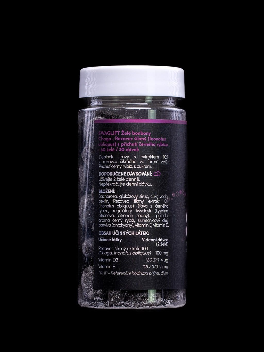 Swaglift Chaga gummies s příchutí černého rybízu 60 ks