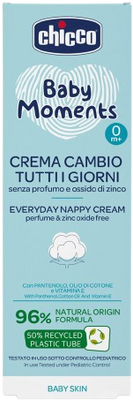 Chicco Krém na dětský zadeček Baby Moments bez parfému na každý den, 0m+ 100 ml