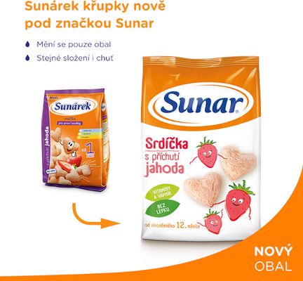 Sunar dětské křupky jahodová srdíčka 50 g