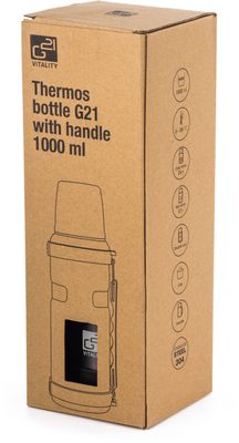 G21 Termoska na pití, ocelově šedá s rukojetí 1000 ml