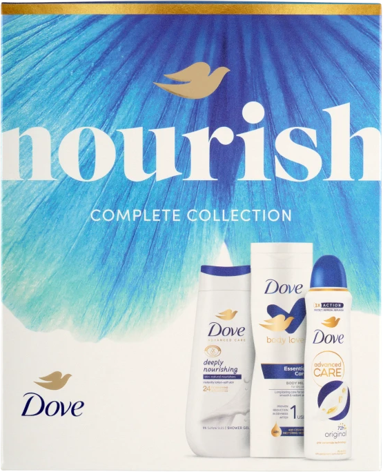 Dove Dárková sada F 250 ml SG + 150 ml Spray + 250 ml BL Nourish