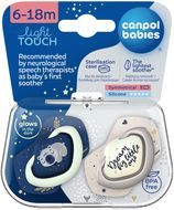 Canpol babies Set symetrických silikonových dudlíků Light touch 6-18m Sleepy Koala, modrý 2 ks