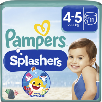 Pampers Splashers Baby Shark Plenkové kalhotky do vody vel.4, 9-15kg 11 ks