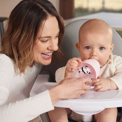 Canpol babies Exotic Animals nevylévací hrneček se slámkou a závažím růžový 270 ml