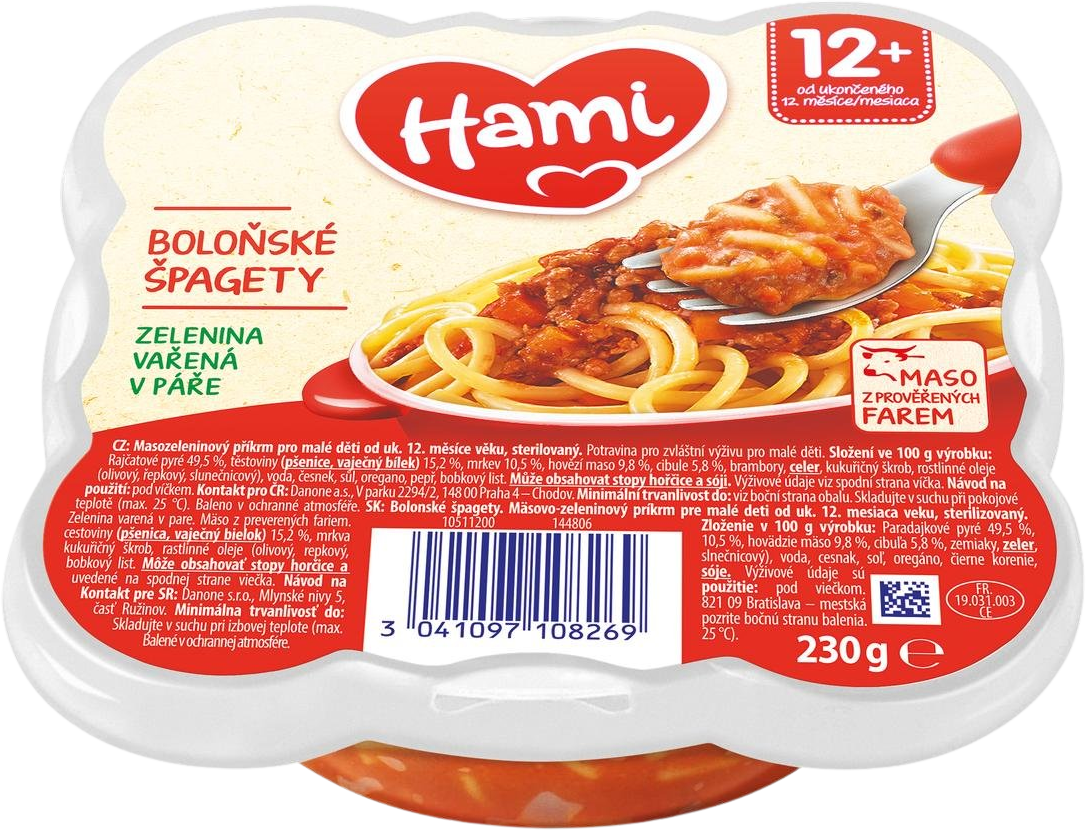 Hami masozeleninový talířek Boloňské špagety, 12+ 230 g