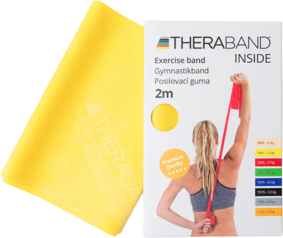 Theraband Inside posilovací guma, žlutá, slabá 2 m