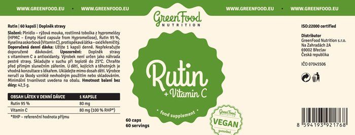 GreenFood Nutrition Rutin+Vitamin C 60 kapslí