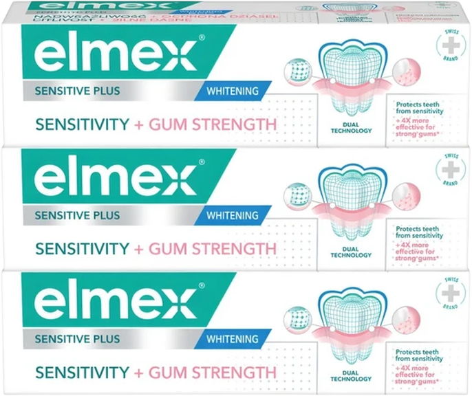 Elmex Zubní pasta Sensitivity + Gum Strength + Whitening 3 x 75 ml
