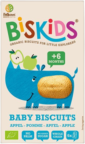 Belkorn BISkids BIO měkké dětské sušenky s jablečnou šťávou bez přidaného cukru 6M+ 120g 120 g