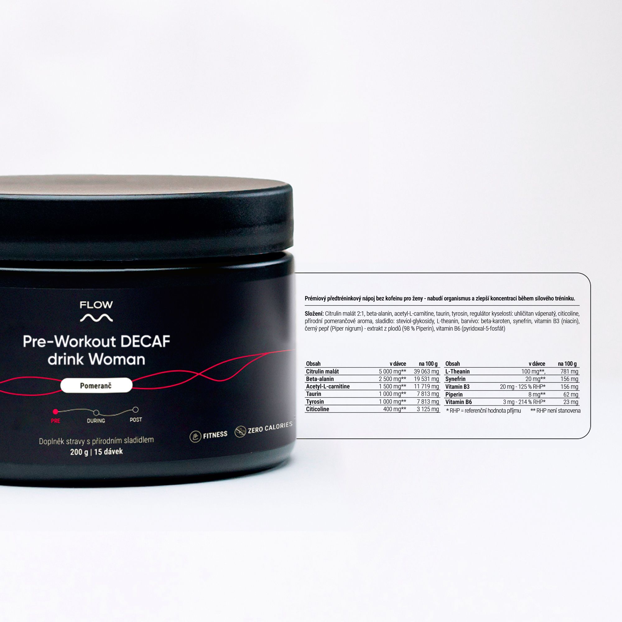 Flow Preworkout Woman DECAF (pomeranč) 195 g
