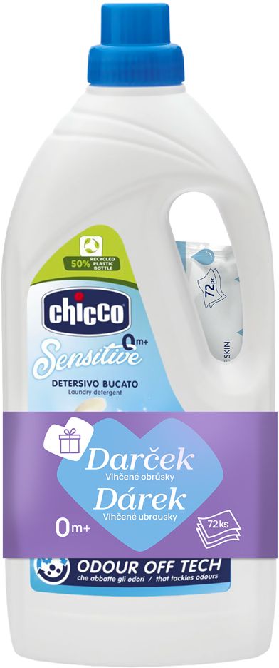 Chicco Prací gel Baby Sensitive + vlhčené ubrousky zdarma