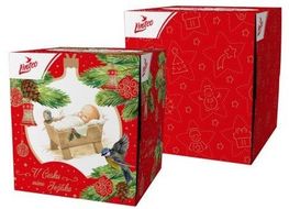 Linteo Papírové kapesníky BOX, 3 vrstvé - Vánoční design 60 ks