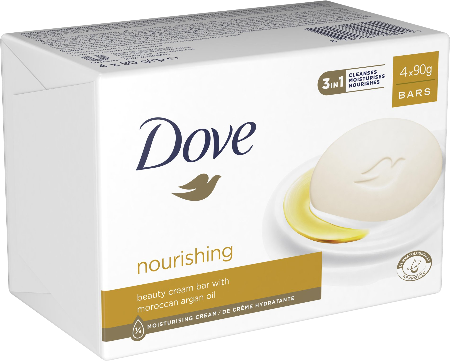Dove Nourishing Arganový olej Krémové mýdlo Multipack 4 x 90 g