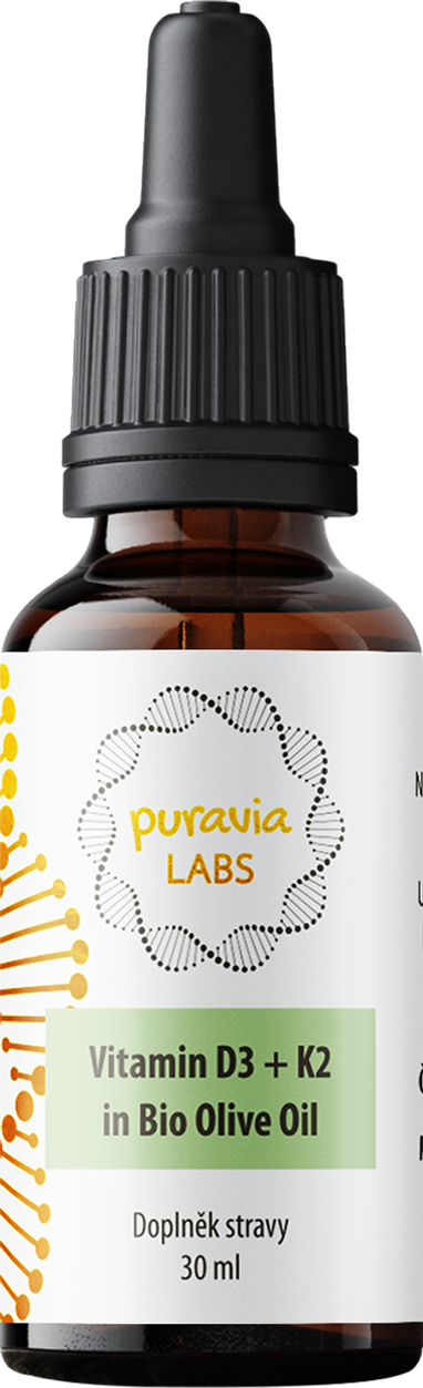 Puravia LABS Vitamín D3 + K2 kapky v BIO olivovém oleji 30 ml